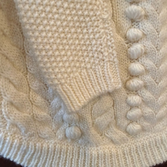 Talbots Womens S Ivory Wool Blend Sweater Cable Knit Baubles Cozy Warm EUC - Picture 6 of 10